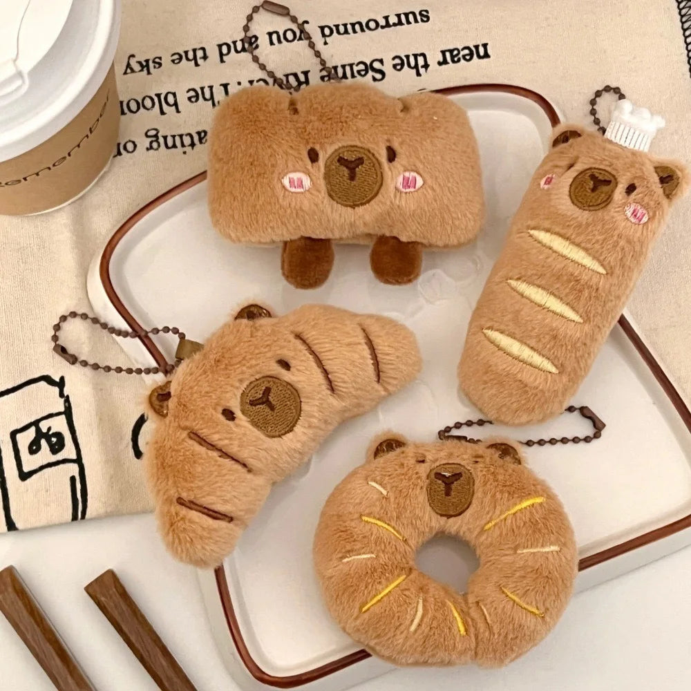 Cute Capybara Plush Keychain – Anime Bread Topper Fluffy Charm Plush Keychain Babs