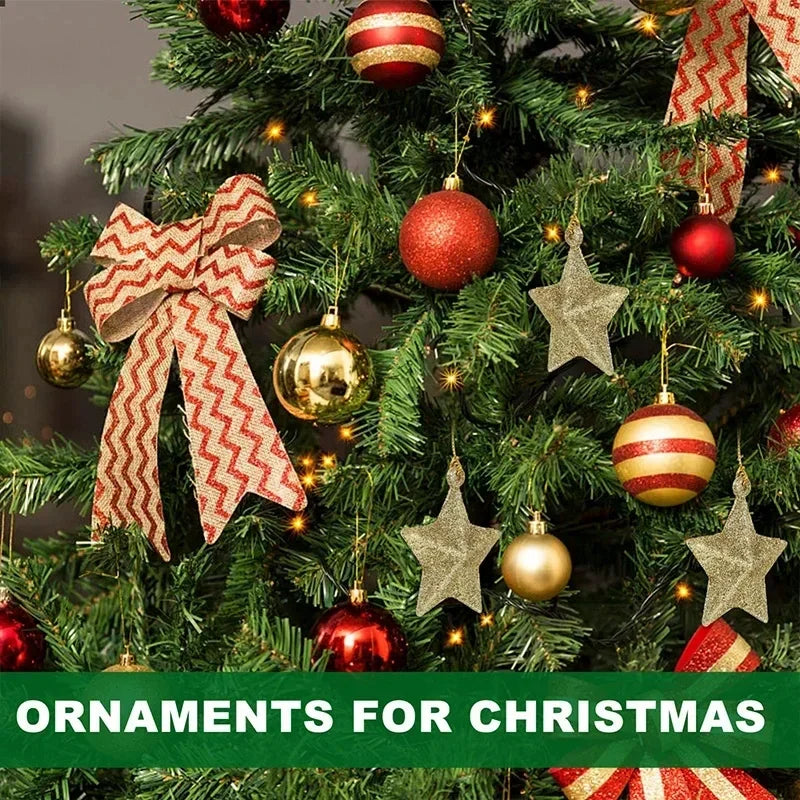 Gold Glitter Star Christmas Ornaments 2025 – Holiday Tree Pendants Christmas Tree Ornament Babs