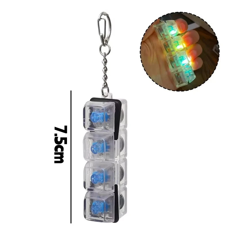 LED Light-Up 4-Key Keyboard Keycap Fidget Keychain Toy LED Fidget Keychain Babs