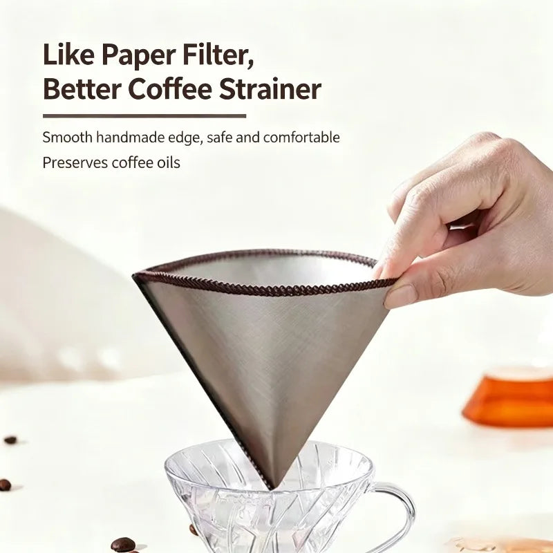 Reusable Stainless Steel Coffee Filter Cone Dripper Coffee Filter Cone Babs