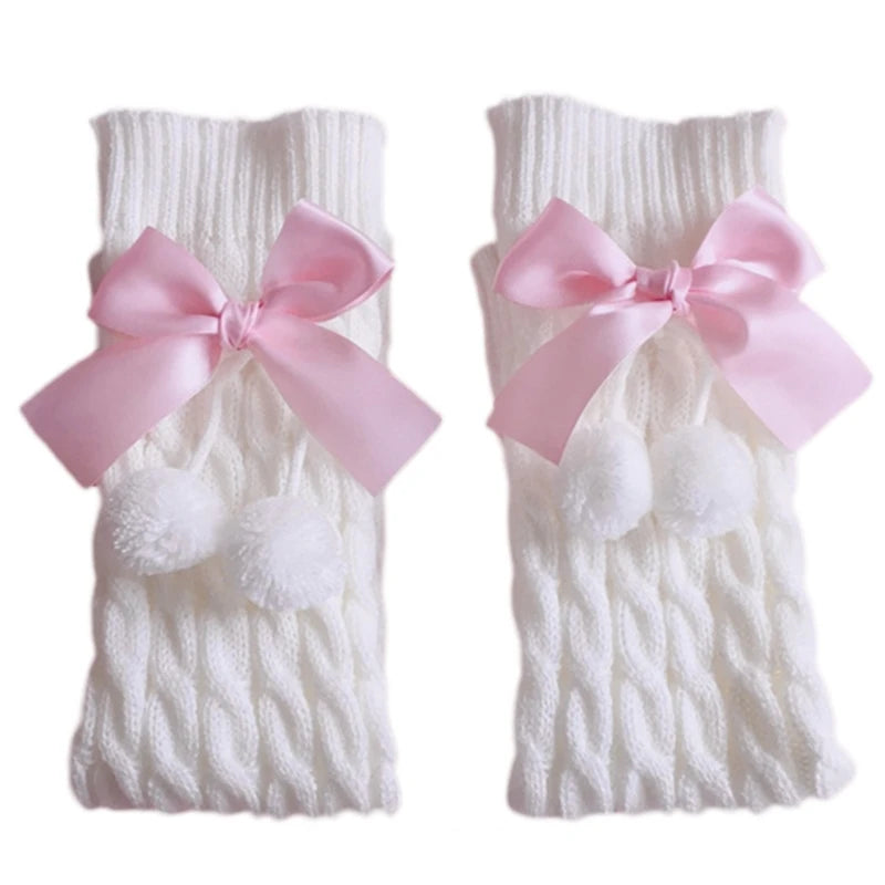 Japanese Preppy Cable Knit Leg Warmers – Bow & Plush Ball Knit Leg Warmers Babs