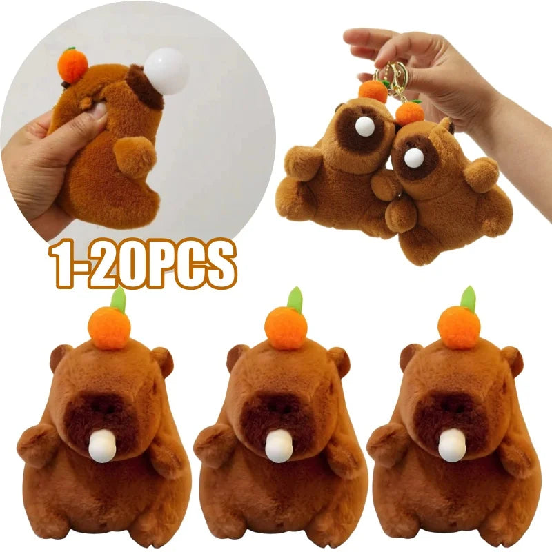 Plush Capybara Keychain Pendant – Cute Persimmon Bubble Doll Plush Keychain Pendant Babs