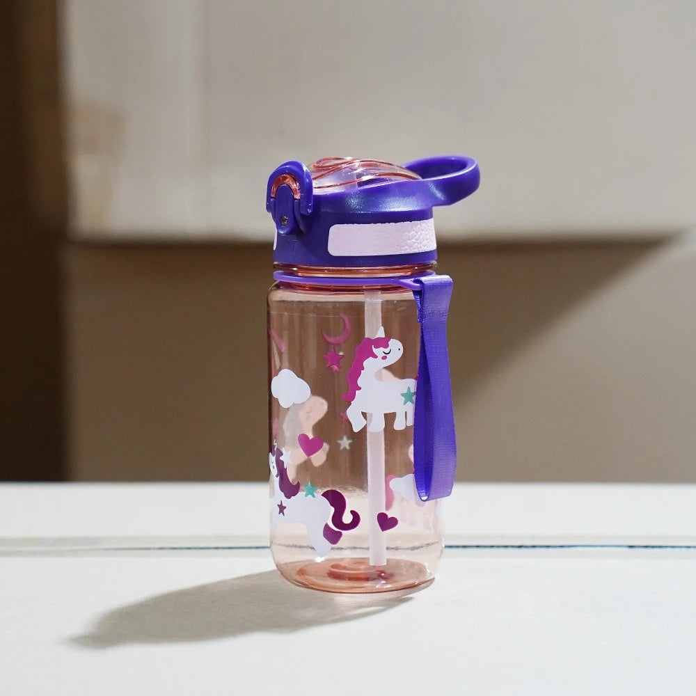 Kids Straw Water Bottle – Leakproof, BPA-Free with Carry Handle Kids Water Bottle Babs 501-600ml Purple Pony