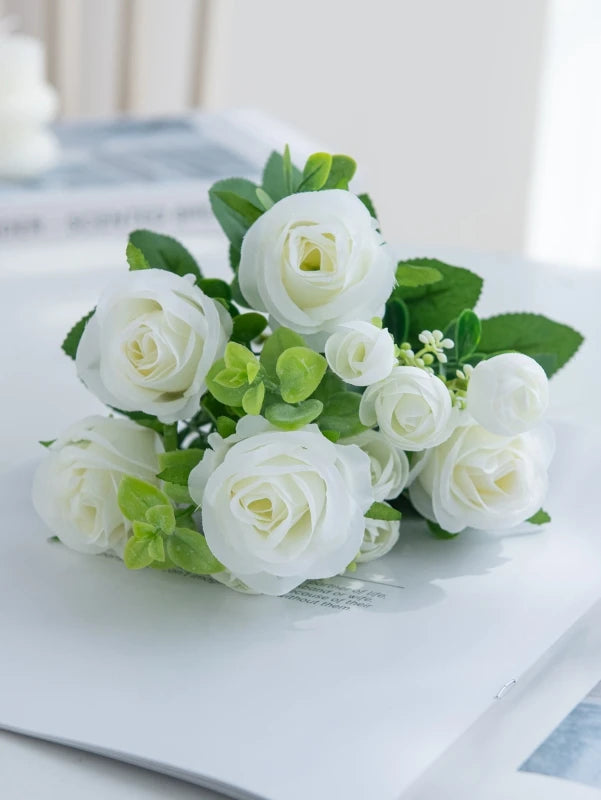 Silk Rose Artificial Flowers – Wedding & Home Décor Bouquet Artificial Flower Bouquet Babs Beige 1 pc