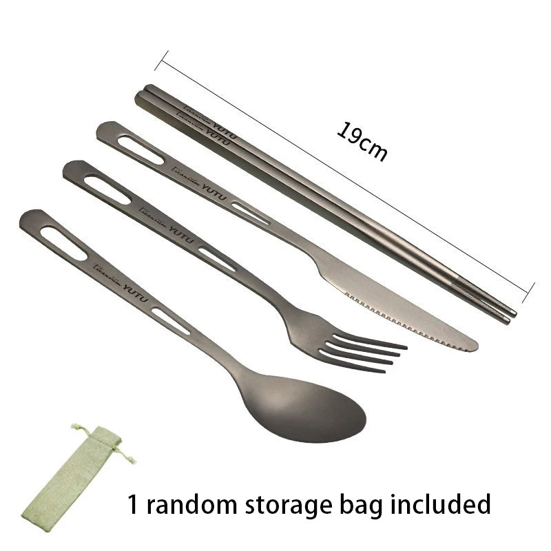 Titanium Camping Cutlery Set – Fork, Spoon, Knife & Chopsticks Camping Cutlery Set Babs