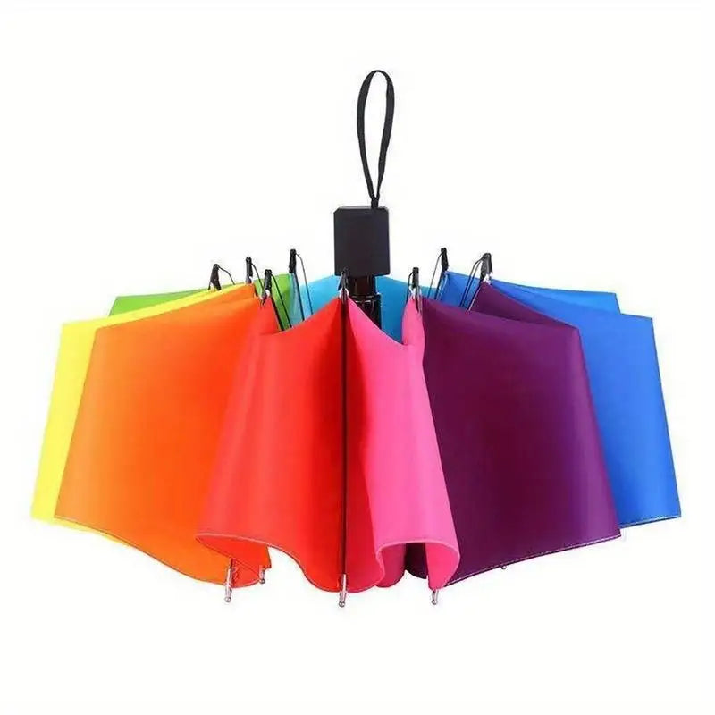 Fashion Rainbow Folding Umbrella – Wind Resistant & Compact Folding Umbrella Babs metal-fiber composite 8K multicolor