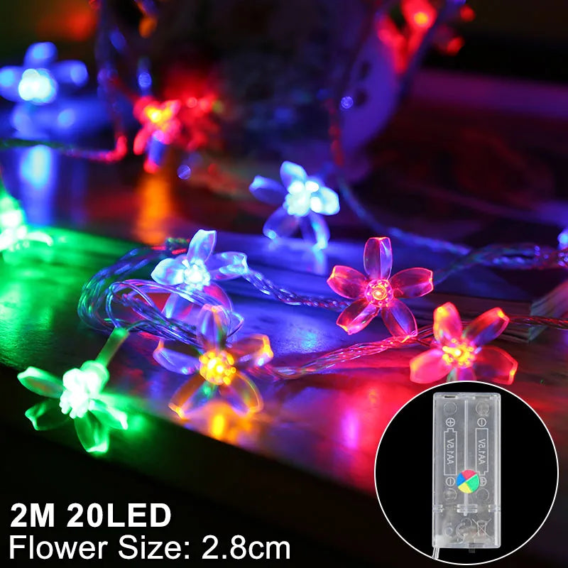 Snowflake LED Christmas Garland Light – USB & Battery Powered LED Christmas Garland Babs 2m multicolor cherry