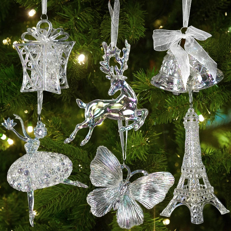 Acrylic Christmas Ornaments – Elk, Angel & Bell Pendants 2024 Christmas Tree Ornaments Babs