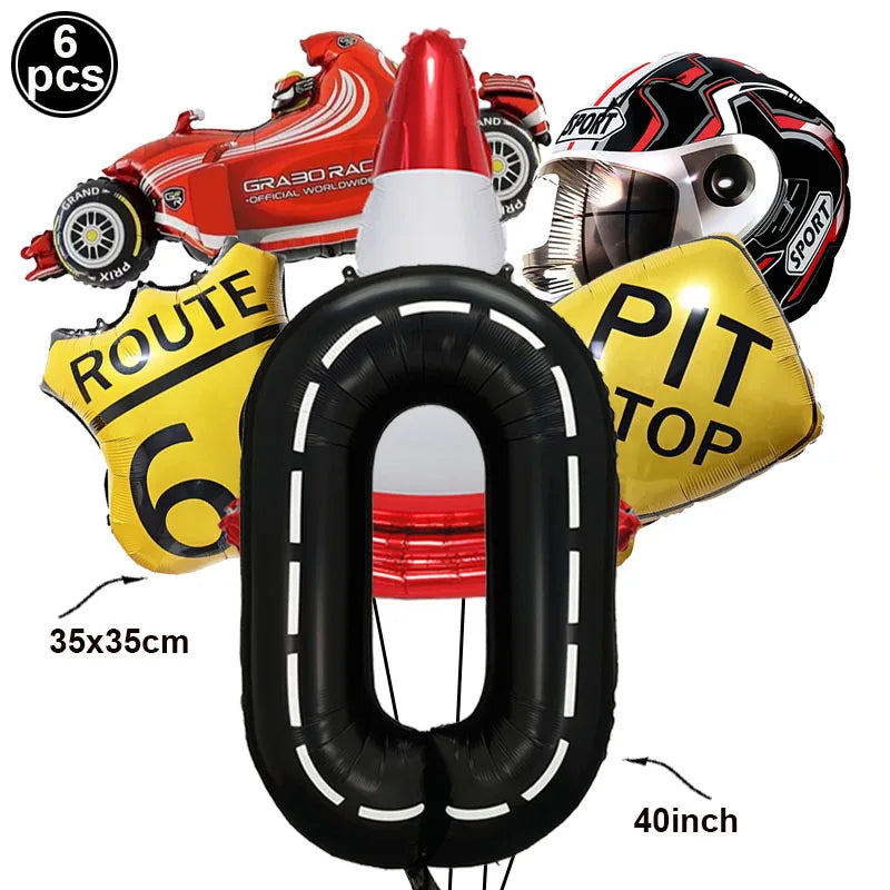 6-Piece Race Car Balloon Kit – Racing Birthday Party Decor Party Balloon Kit Babs C Number 0 As picture show