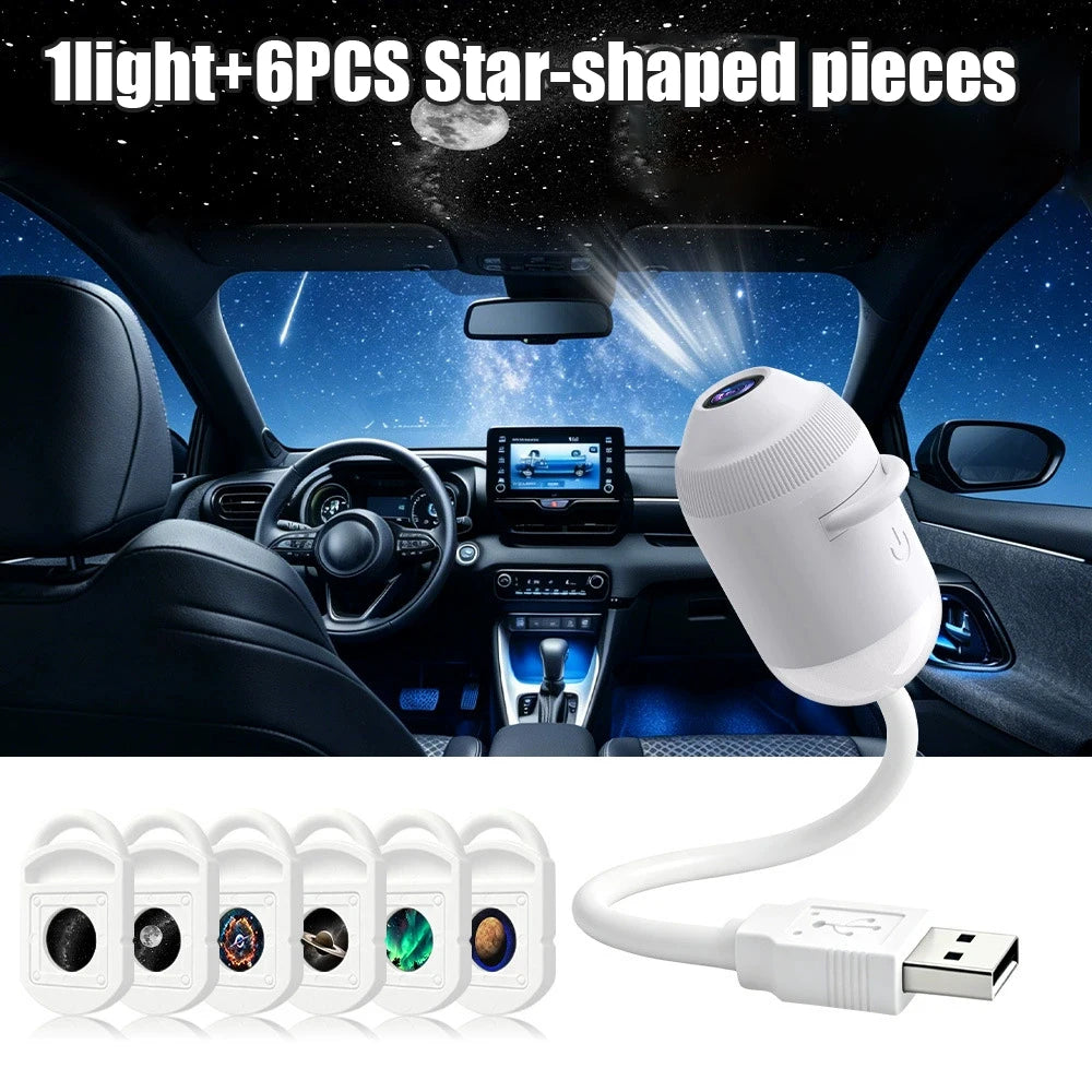 USB Starry Sky Galaxy Projector Night Light – Car & Home Galaxy Projector Lamp Babs White-6Slices