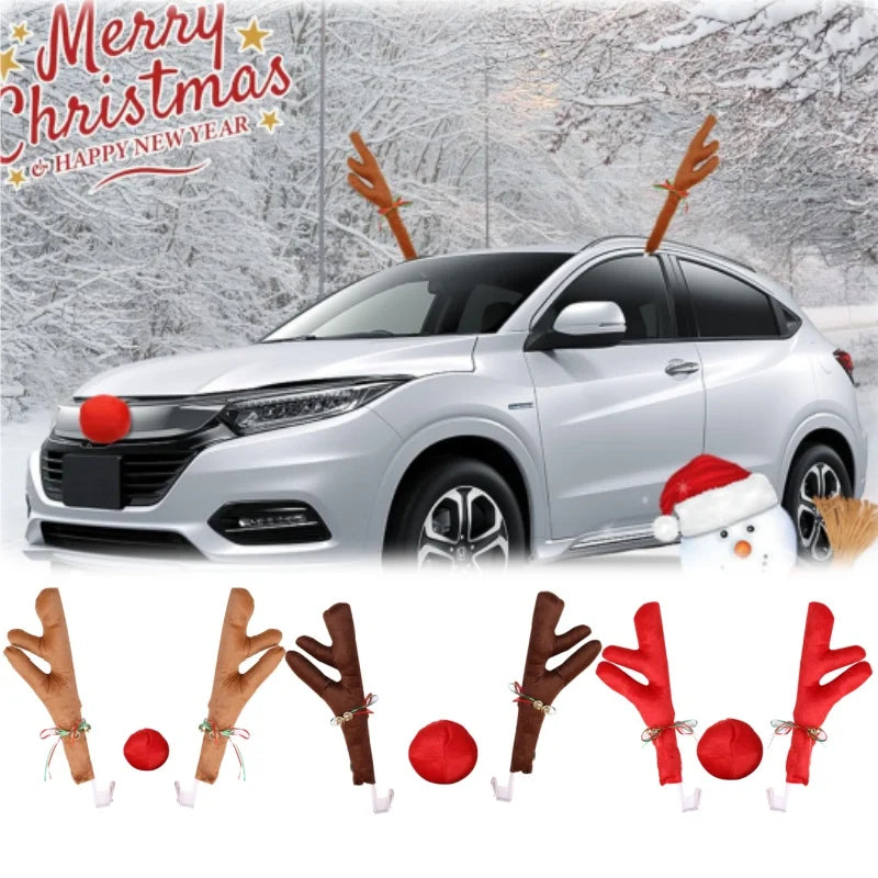Christmas Reindeer Car Costume – Antlers & Nose Decoration Kit Car Holiday Decoration Babs