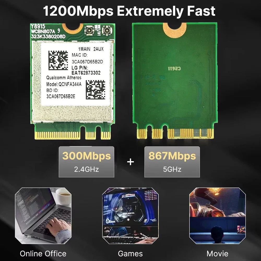 KEBIDUMEI Dual Band WiFi Card 9560NGW + BT 5.0 | M.2 CNVio PC Wireless Network Card Babs