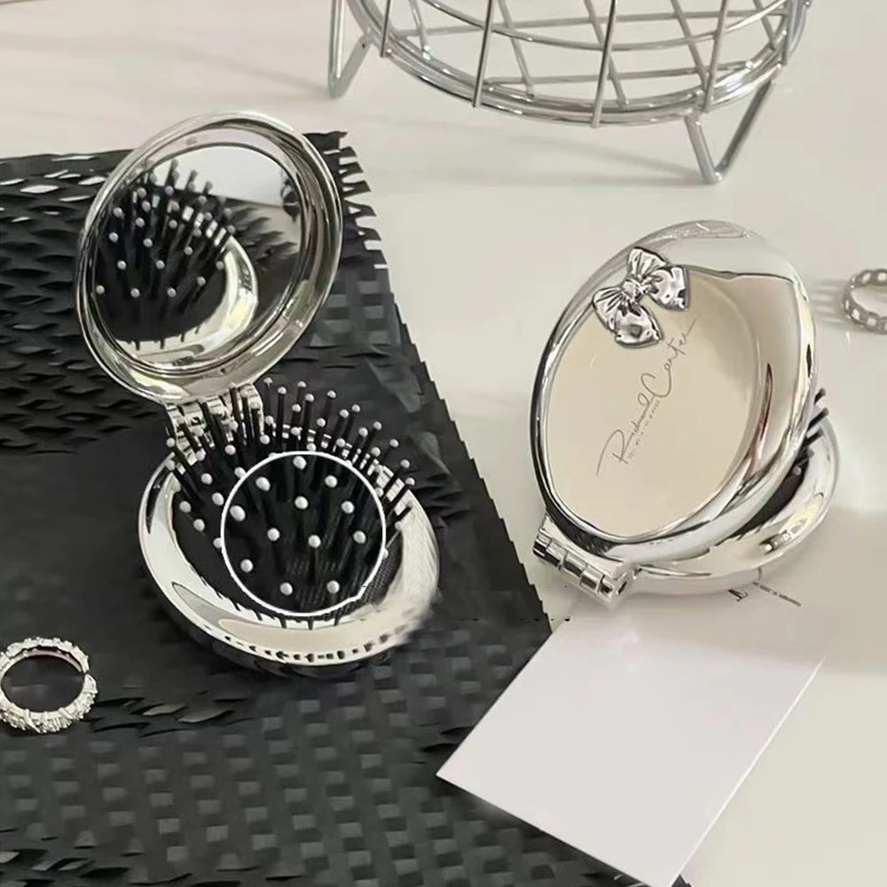 Folding Pocket Mirror & Hair Comb – Portable Travel Accessory Folding Mirror Comb Babs