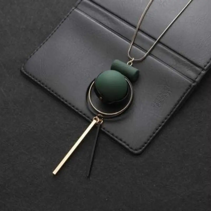 Beaded Circle Sweater Chain Pendant Long Necklace | Unisex Pendant Necklace Babs