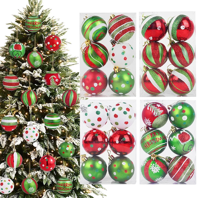 6-Pack 6cm Christmas Ball Ornaments – Red & Green Xmas Tree Decor Christmas Tree Ornaments Babs