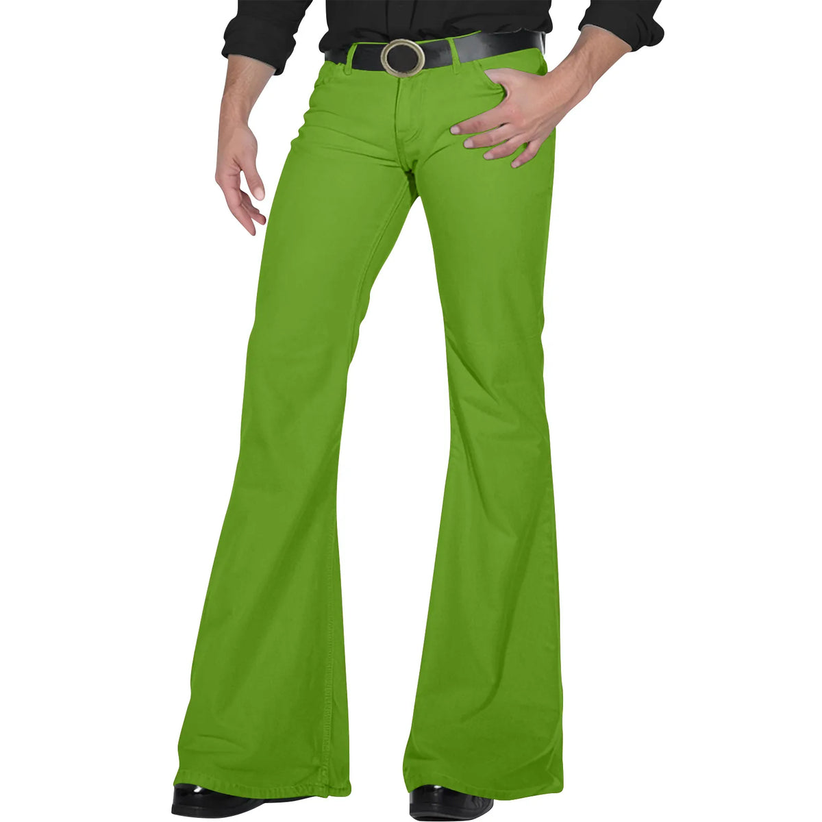 Men's Retro Disco Flare Pants – Bell Bottom Hip Hop Trousers Men's Flare Pants Babs Green L