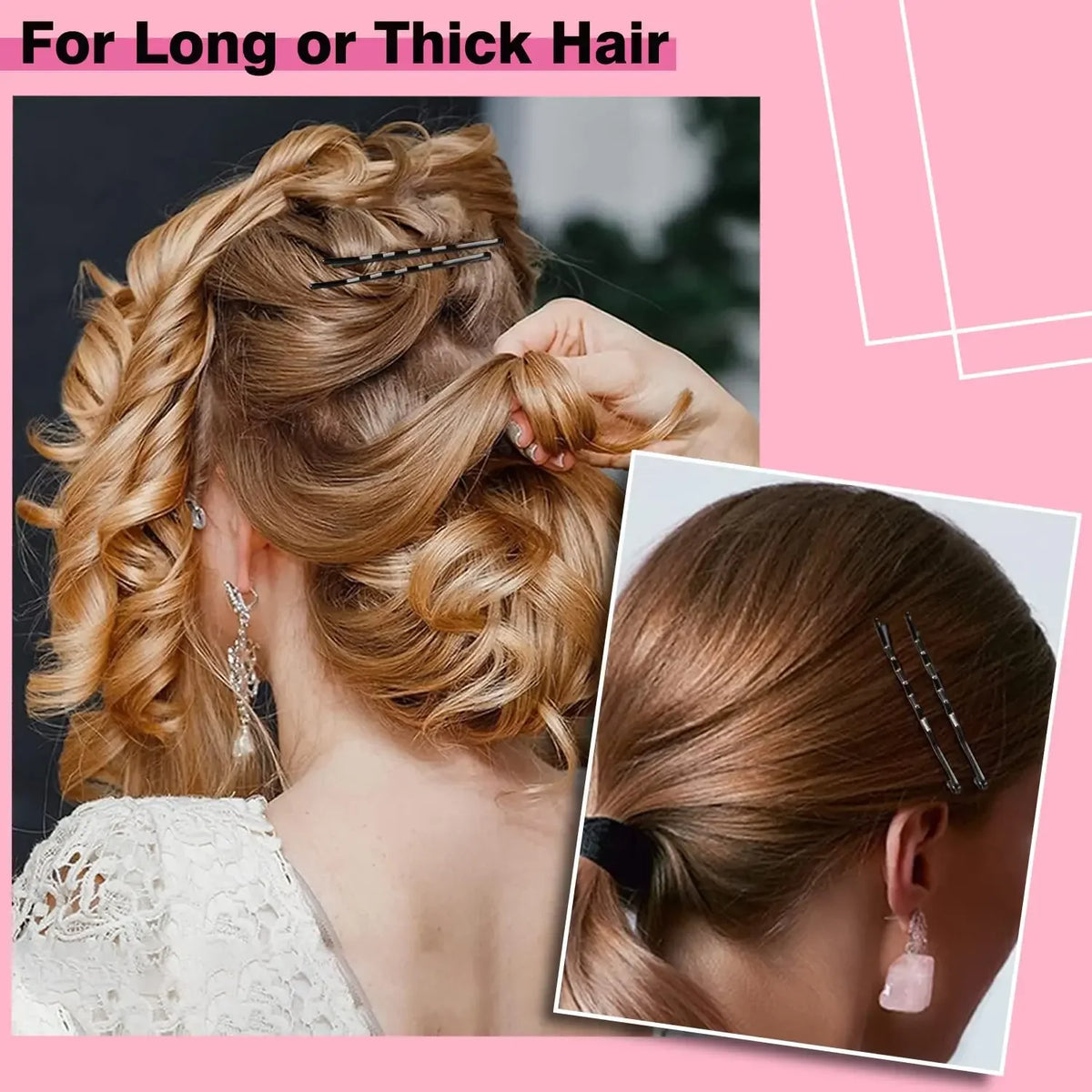 50-Pack U-Shaped Bobby Pins for Women – Black Hair Clips Bobby Pins Babs