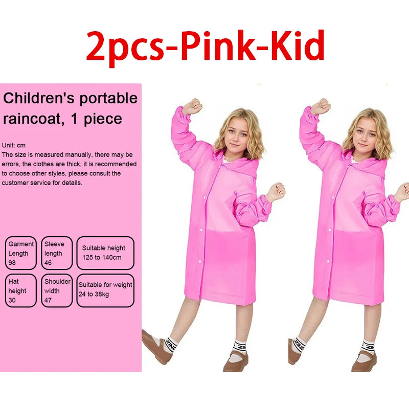 Kids Waterproof Raincoat Poncho – Boys & Girls Ages 7–11 Kids Raincoat Poncho Babs 2pcs-Pink-Kid One size fits all