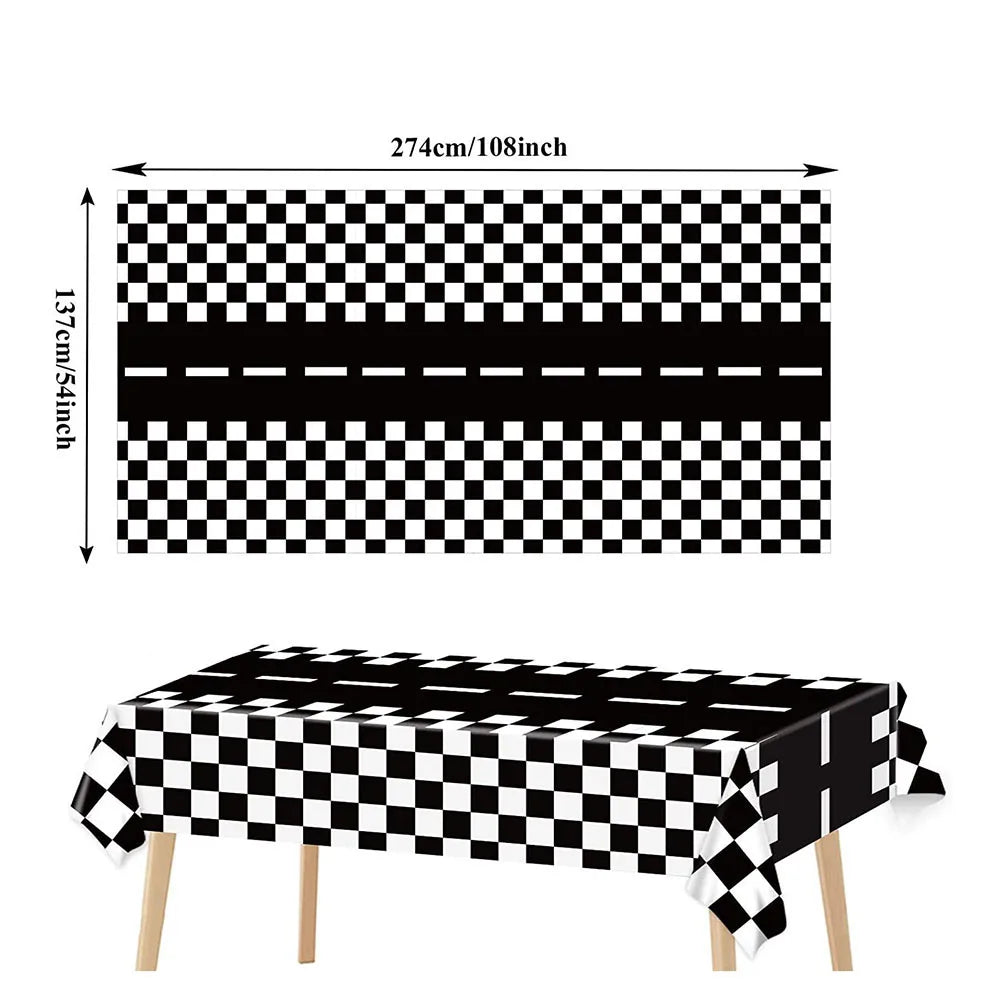 Black White Checkered Racing Table Runner – Party Decor Party Table Runner Babs tablecloth D as show