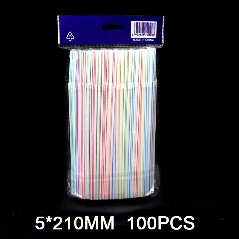Bendable Multicolor Fluorescent Plastic Drinking Straws Disposable Drinking Straws Babs