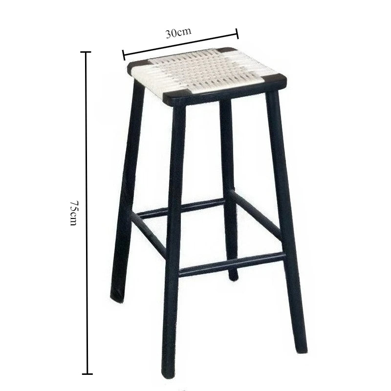 Nordic Solid Oak Stool – Handmade Rattan, 4 Heights Available Solid Wood Stool Babs Black Oak-75CM