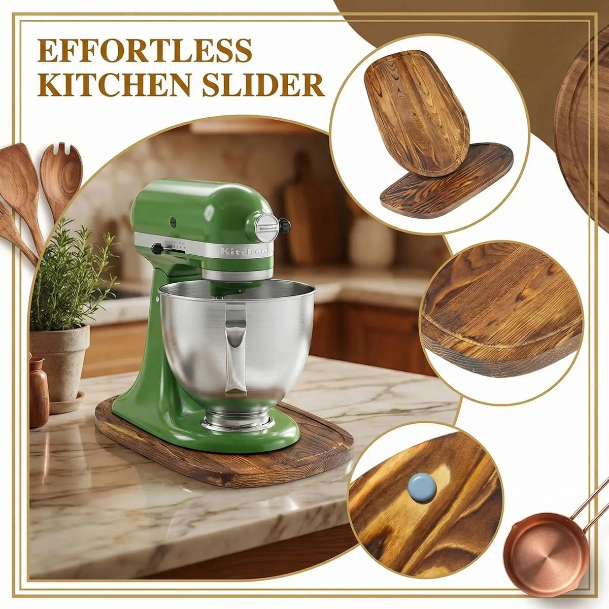 Wooden Sliding Mat for Stand Mixer – Tilt-Head Kitchen Mover Mixer Sliding Base Babs