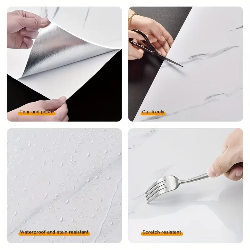 10pcs PVC Marble Tile Wall Stickers – Waterproof Self-Adhesive Decal Wall Tile Stickers Babs