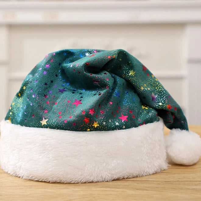 Adult Christmas Hat – Soft Festive Party Hat with Gold Stars Christmas Party Hat Babs 1PC 2 40x30CM