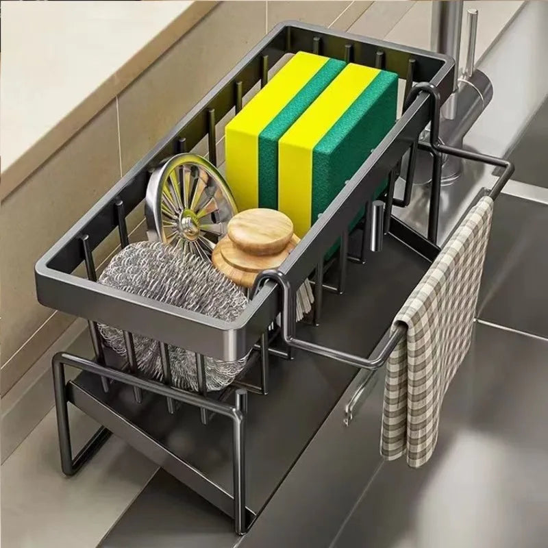 Kitchen Sponge Holder Sink Organizer Drain Rack with Hook Sink Organizer Babs