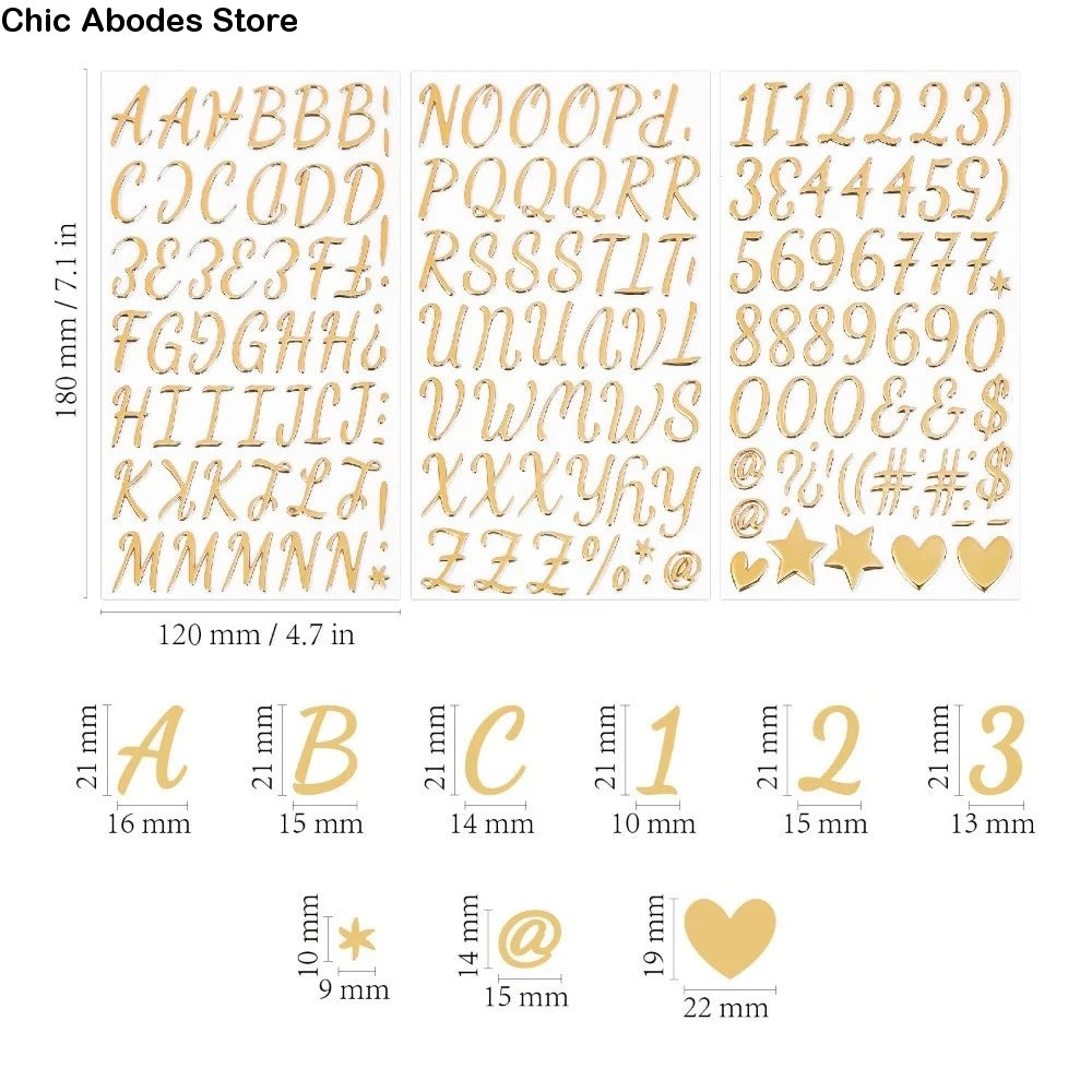 3D Gold Letter Stickers – Waterproof Self-Adhesive DIY Alphabet DIY Craft Stickers Babs