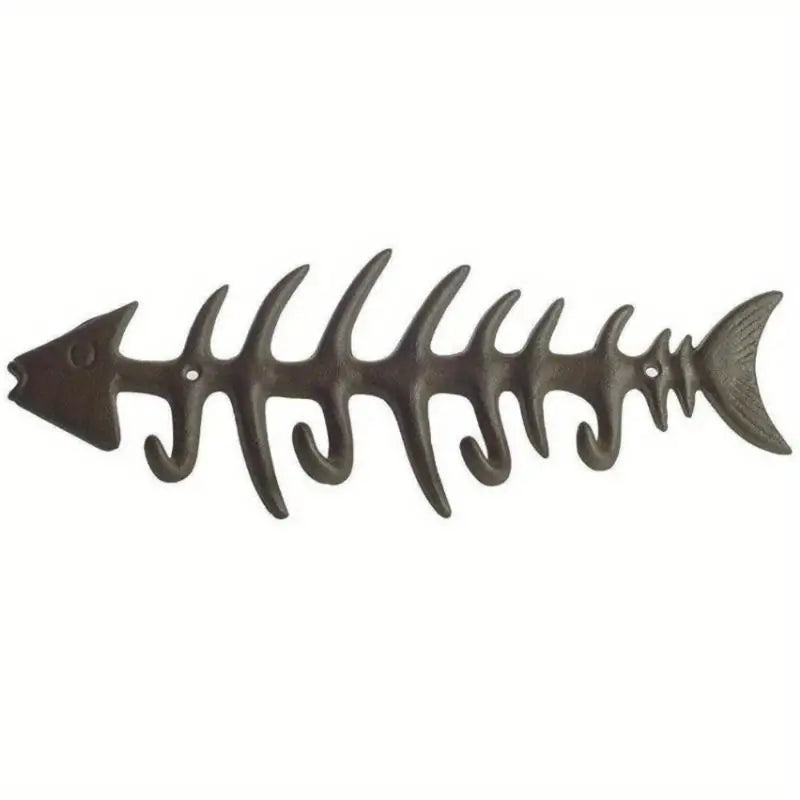 Fish Bone Cast Iron Wall Hook – Beach Coastal Home Decor Decorative Wall Hook Babs 1pc