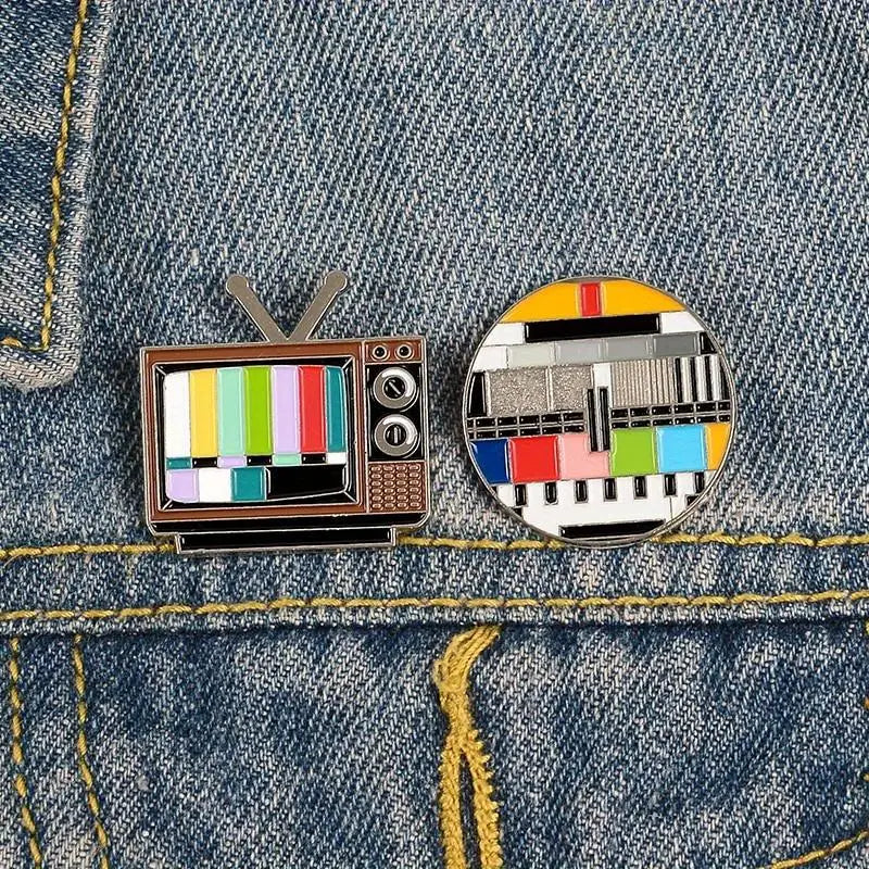 2pc No Signal Enamel Pin Set – Retro TV Brooches & Badges Enamel Pin Brooch Babs