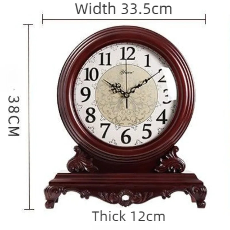 Retro Wooden Desk Clock – Antique Luxury Tabletop Timepiece Decorative Desk Clock Babs