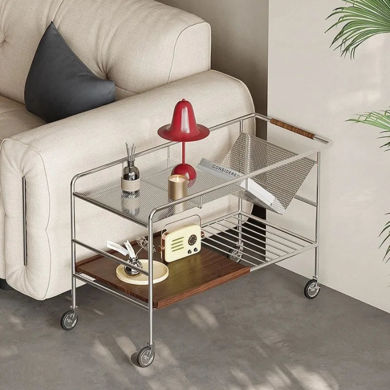 Modern Stainless Steel Mobile Coffee Table – Minimalist Side Table Coffee Side Table Babs