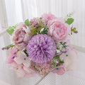 Silk Peony & Hydrangea Artificial Flower Bouquet | Home Décor Artificial Flower Bouquet Babs Purple