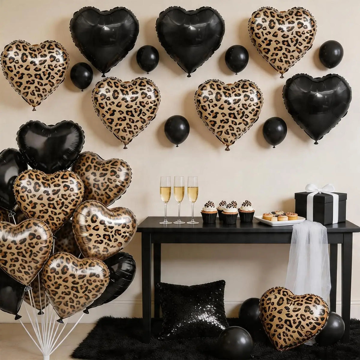 Leopard Print Heart Foil Balloons – Party & Wedding Decor Party Foil Balloons Babs