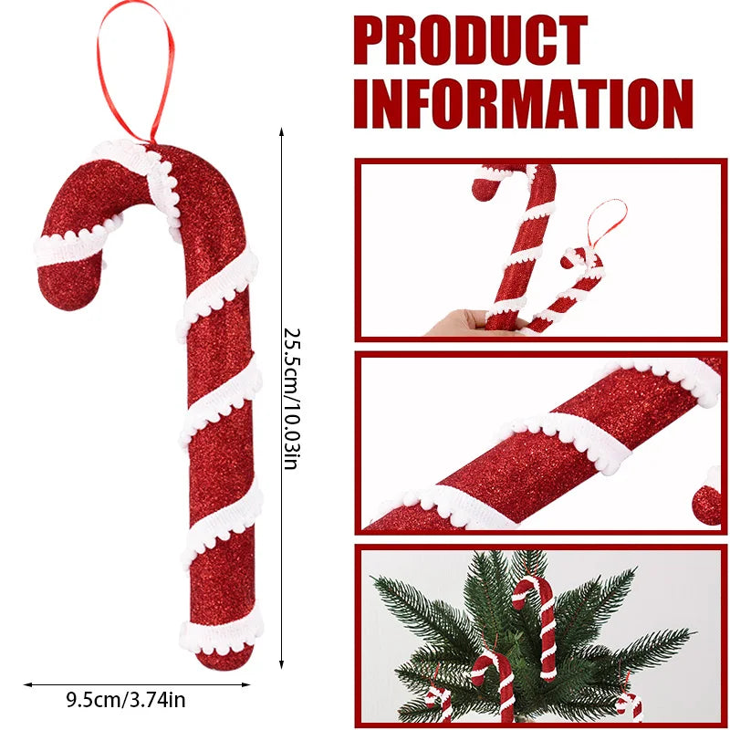 Candy Cane Christmas Tree Ornaments – Red & White Pendants Christmas Tree Ornaments Babs