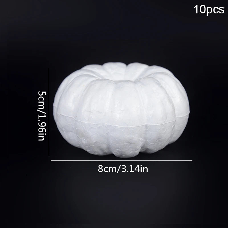 10-Pack White Foam Pumpkins – DIY Halloween Craft Decoration Foam Craft Pumpkins Babs 5x8cm