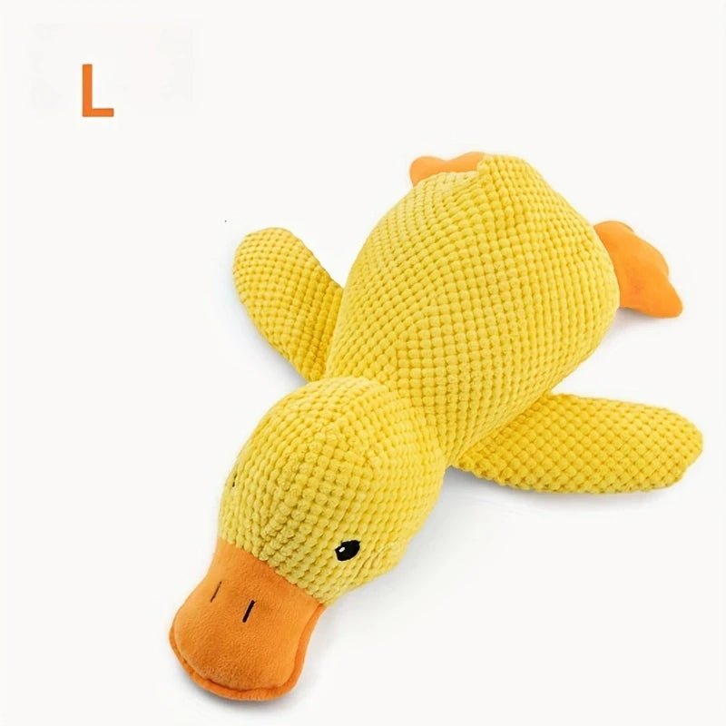 Yellow Duck Dog Calming Toy with Quacking Sound | Fleece Plush Plush Dog Toy Babs L