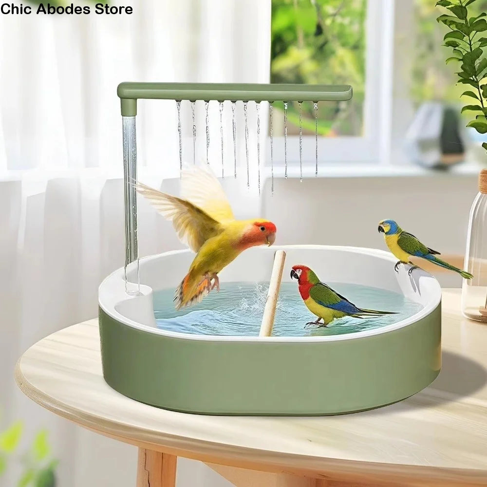 Automatic Circulating Bird Bath with Perch – Large Parrot Pool Bird Bath Babs