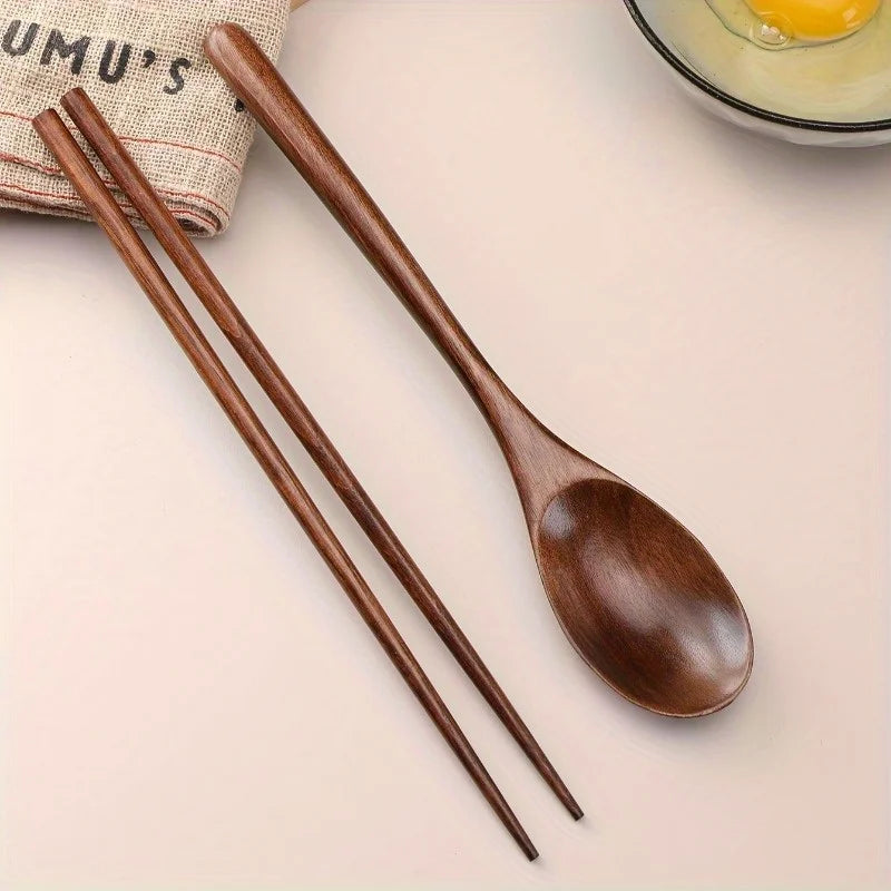 Wooden Spoon & Chopstick Set – 2pc Eco Wood Cutlery Wooden Cutlery Set Babs