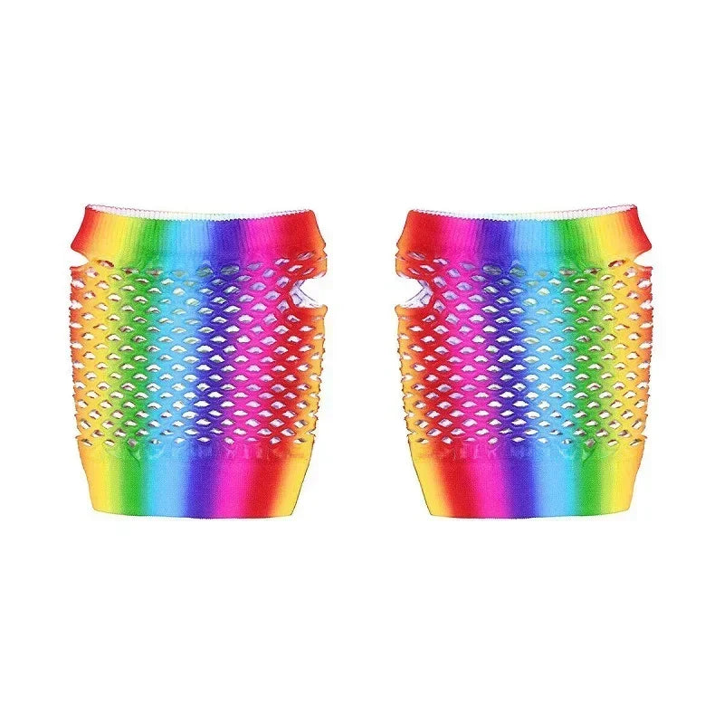 10 Pairs Fishnet Fingerless Neon Gloves – Party Costume Costume Gloves Babs
