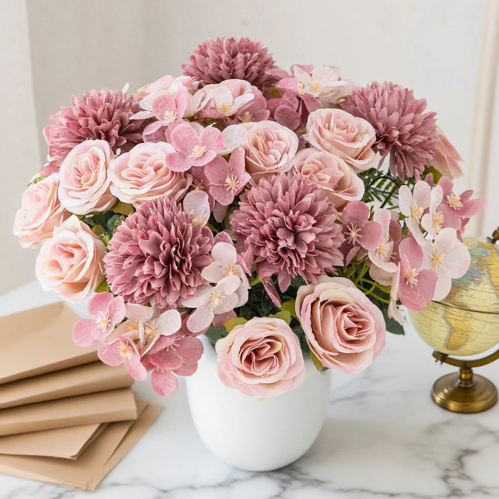 Silk Artificial Rose Bouquet – Wedding & Home Table Decor Artificial Flower Bouquet Babs