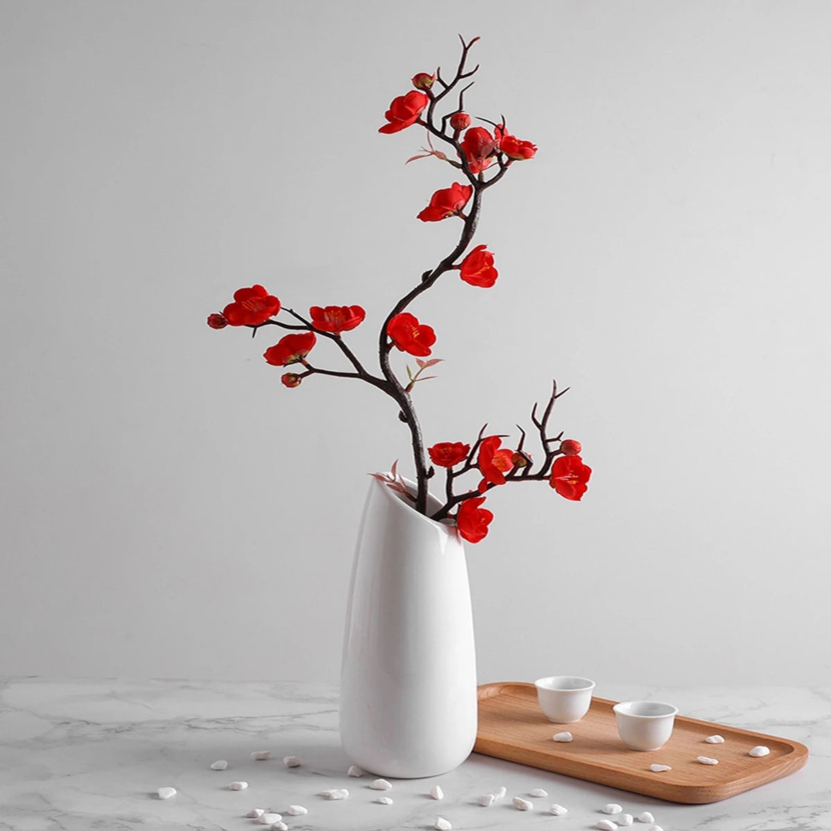 Silk Plum Blossom Branch Artificial Flowers | Wedding & Home Decor Artificial Flower Branch Babs