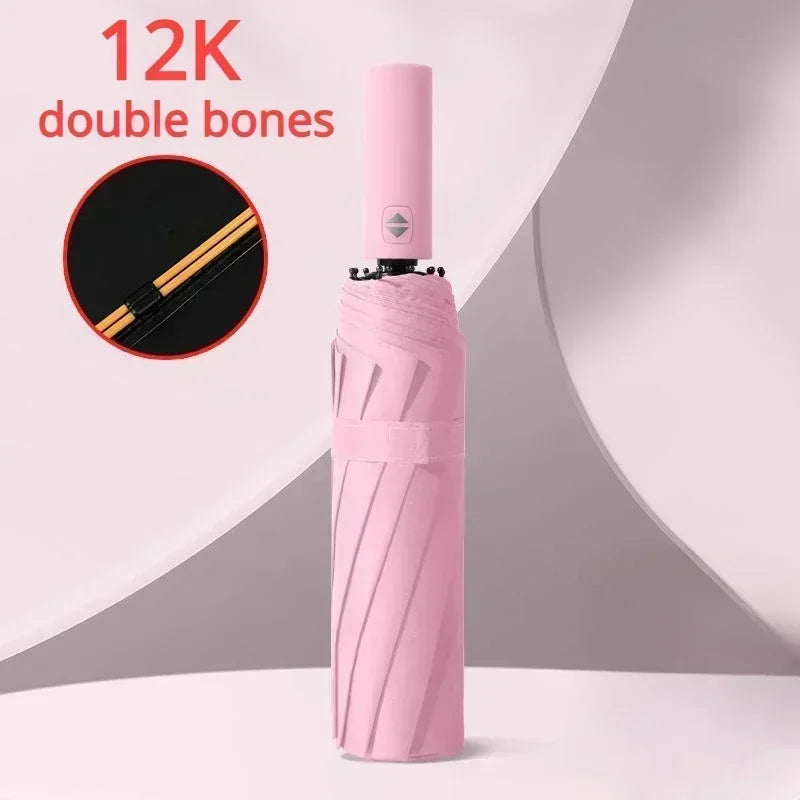 16K Double-Bone Windproof Folding Umbrella – UV Sun & Rain Folding Umbrella Babs pink-24bones 24K Iron