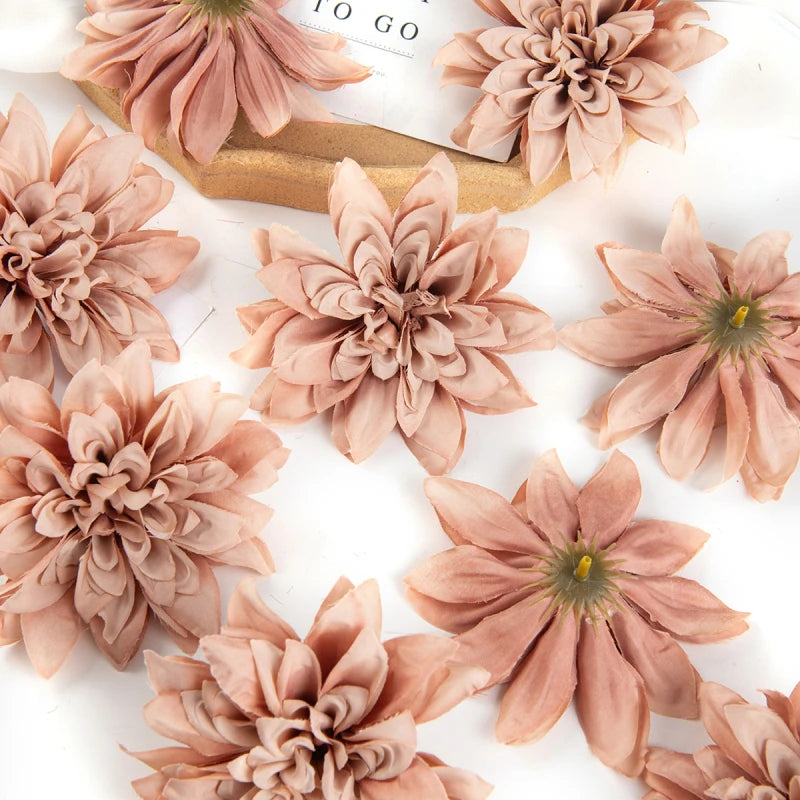 Silk Rose Dahlia Flower Heads for Wedding & DIY Decor Artificial Silk Flowers Babs color 9 15 pcs