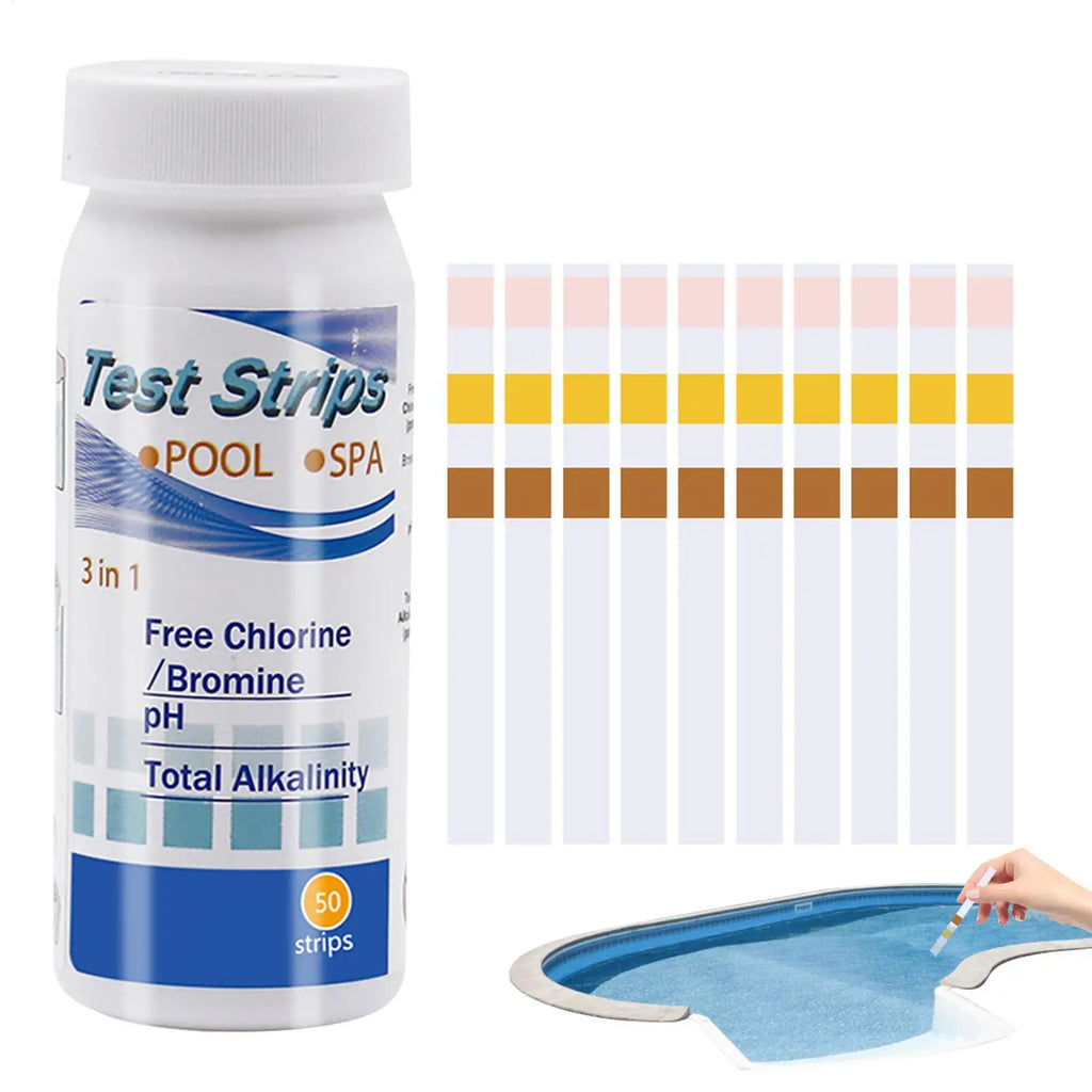 3-in-1 Pool & Spa Water Test Strips – pH & Chlorine, 50ct Water Test Strips Babs