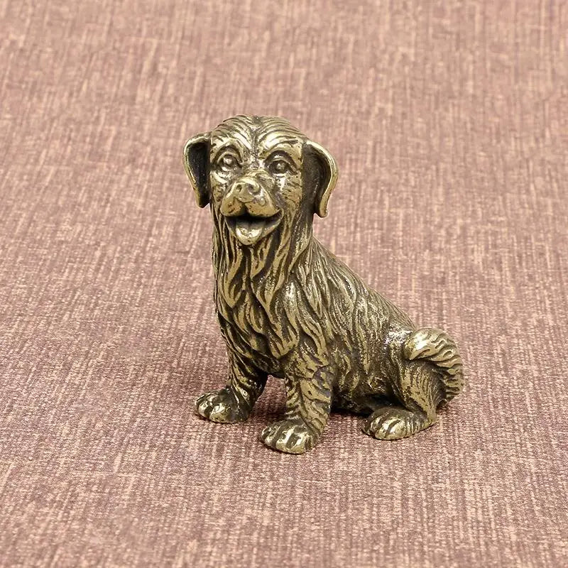Vintage Brass Golden Retriever Figurine | Miniature Dog Ornament Brass Dog Figurine Babs
