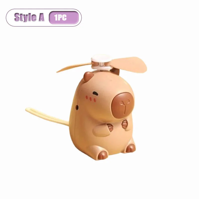 Capybara Cartoon Neck Fan USB Rechargeable Portable Mini Fan Portable Neck Fan Babs Style A-1PC