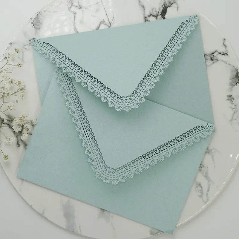3-Pack Hollow Lace Triangle Wedding Envelopes | Elegant Gift Wedding Envelope Set Babs blue 3PCS